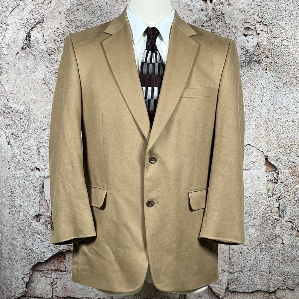 JoS A Bank 100% Cashmere Gordon Blazer Sport Coat Men's 42R Tan Camel